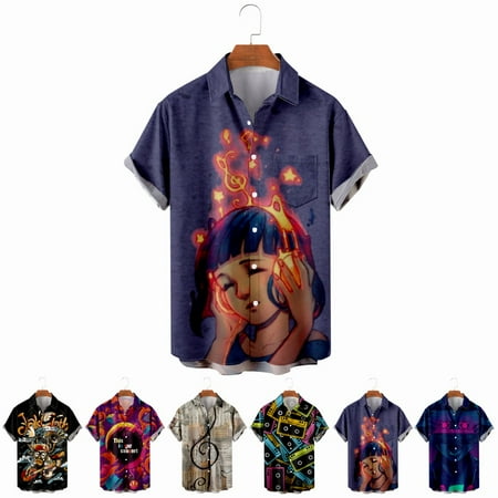 

LANLIN Music Festival Men s Women s Button Down Shirts Fashion Party Blouses for Teen and Adult