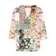 thumbnail image 4 of Lovskoo Linen Shirts for Women Retro Boho Floral Print Casual Cotton Linen V-Neck 3/4 Sleeve Shirt Top Multicolor, 4 of 5