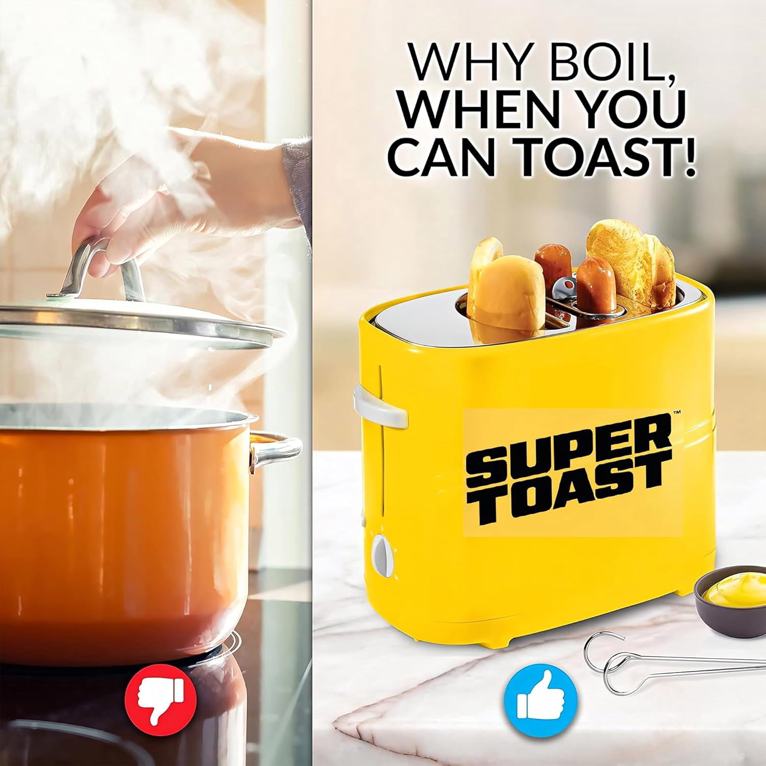Hot Dog Toaster:Hot Dog Toaster and Bun Toaster,Toaster 2 Slice Wide Slot with Grill Timer,Stainless Steel Toaster for Sausages, Bacon and Bread Slices