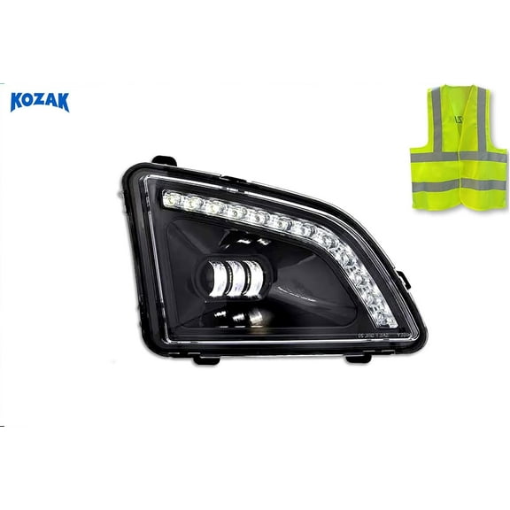 Compatible with Volvo VNL 2018  18 LED Projector Fog Light W/ 12 LED Position Light Bar Black Right
