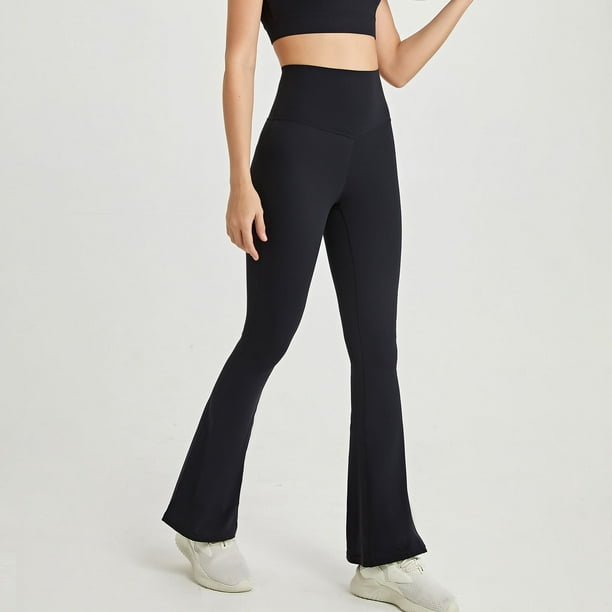 Lolmot Womens Casual Slim High Elastic Waist Solid Color Sports Yoga Flare  Pants Yoga Full Length Pants 