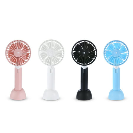 Mini Handheld Fan Personal Portable Fan 3 Speed Adjustable Angle Removable Base Lanyard USB Recharging Battery Operated Small Desk Cooling Face Fan for Home Camping Travel