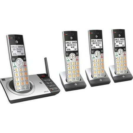 AT&T DECT 6.0 Expandable Cordless Phone with Answering System, Silver/Black with 4 Handsets