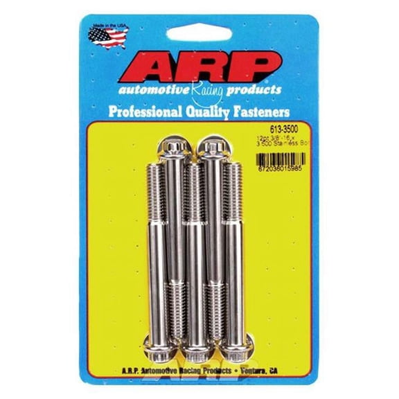ARP 613-3500 0.37-16 x 3.5 in. Stainless Steel 12 Point Bolt Kit - Set of 5
