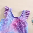 thumbnail image 4 of Traje de baño Aimaopao con volantes de una pieza, diseño de sirena, color morado, 0-6 m, 4 of 9