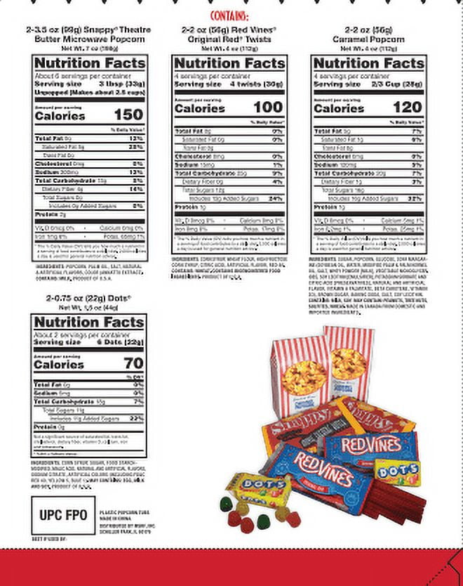 (2 pack) Movie Night for Two Microwave Popcorn and Candy Assortment Gift with Reusable Popcorn Containers