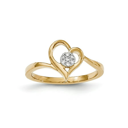 14k Yellow Gold Diamond Open Heart Ring - Walmart.com