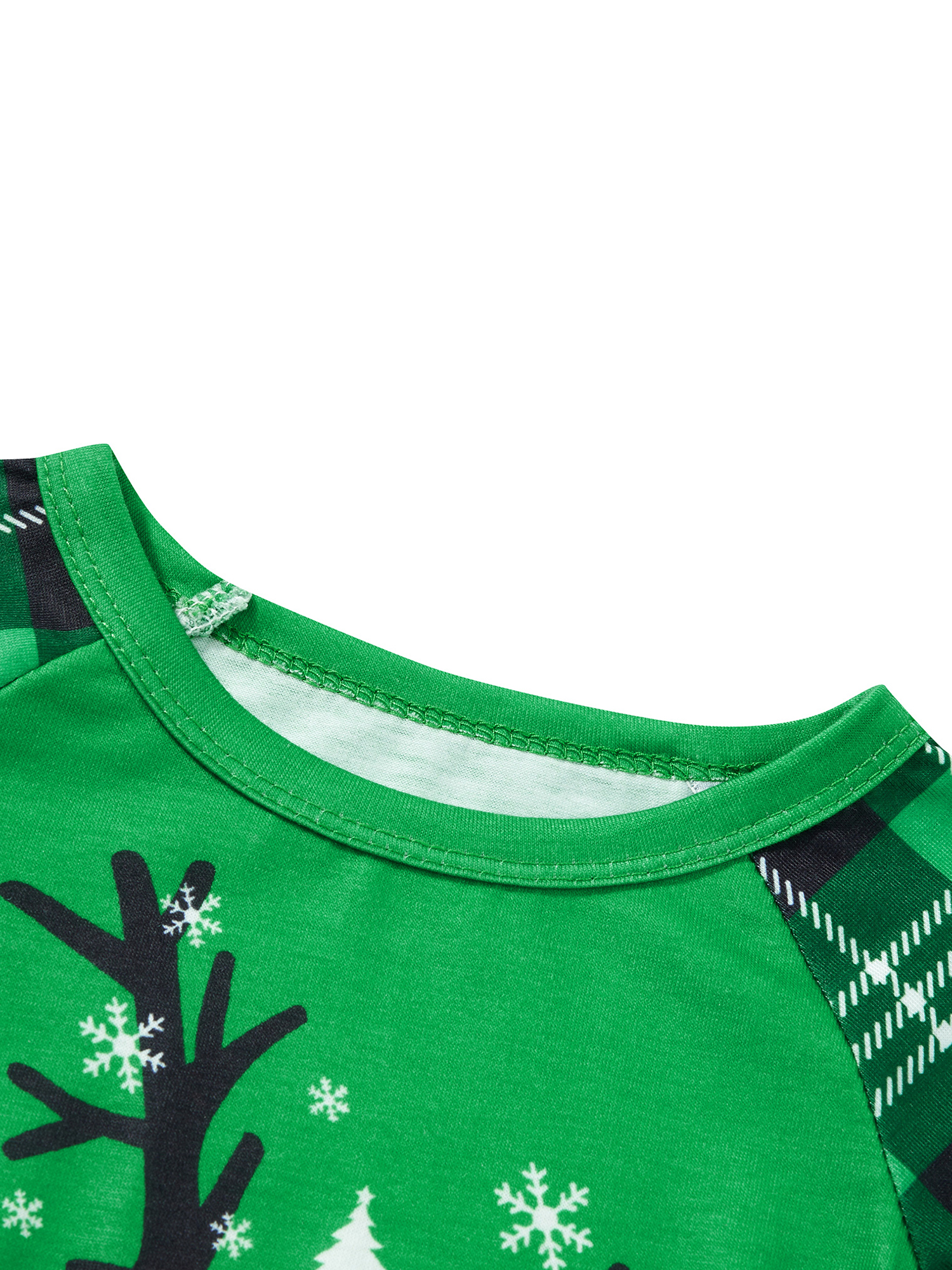 Christmas Family Pajamas Matching Sets Xmas Matching Pjs, Long Sleeve Deer Tops + Plaid Pants Set for Adults, Kid, Baby, Dog - image 4 of 6