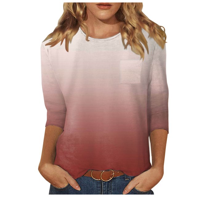 TSADFHJI Tuniques pour Femmes Grande Taille Hauts pour Femmes Chemises Mi-Longues Manches Trois Quarts Chemises Graphiques T-Shirts T-Shirts Décontractés Hauts Tunique à Col Rond