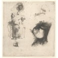 thumbnail image 3 of Rembrandt van Rijn 15x16 Black Modern Framed Museum Art Print Titled - Sheet of Studies; Head of the Artist, a Beggar Couple, Heads of an Old Man and Old Woman (1632), 3 of 5
