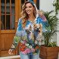 thumbnail image 3 of DISNIMO Corgi Floral Printed Shirts for Women Waffle Sweatshirts Long Sleeve Hoodies V Neck Pullover Tops Fall Winter Outfits, M, 3 of 7