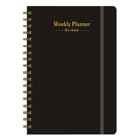 A5 Weekly Planner, Undated 53-Week Planner with Gilded Cover, Portable Schedule Notebook for To-Do List & Habit Tracking, Productivity Organizer for Work, School, Home