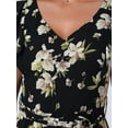 thumbnail image 5 of Unique Bargains Women's Floral Print Ruffle Sleeve Maxi Dress with Belt XS Black, 5 of 6