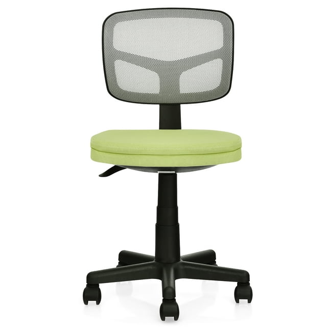 Costway Silla de Oficina con Respaldo Bajo Altura Regulable Ruedas Lisas y Giratorias a 360° Verde 50 x 50 x 79-91 cm