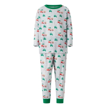

Eyicmarn Christmas Family Matching Pajamas Adult Kids Print Long Sleeve Crew Neck Tops and Stretch Casual Pants Sleepwear