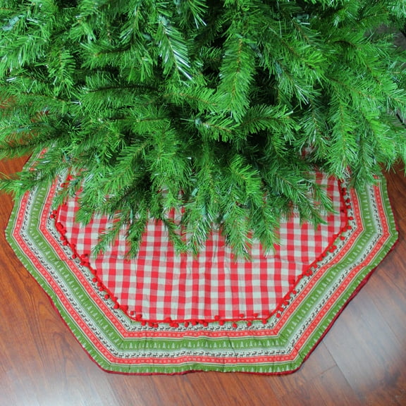 Northlight Buffalo Plaid Christmas Tree Skirt -  50" - Red and White