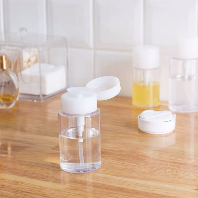 MOKKHNB 4Set White Square Makeup Remover Bottles Empty Pump Dispenser Portable Travel Use 300ml