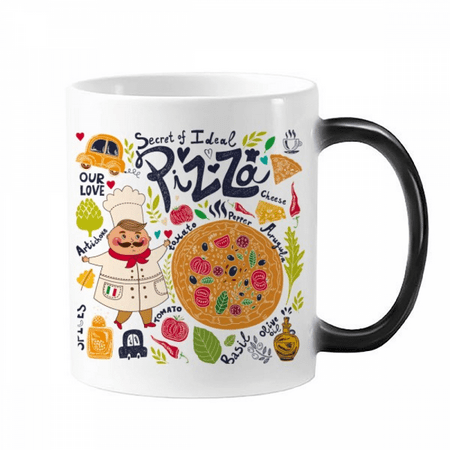 

Cook Pizza Italy Tomato Foods Changing Color Mug Morphing Heat Sensitive Cup With Handles 350ml