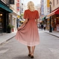 thumbnail image 2 of Fengqque Womens Summer Dresses Wrap V Neck Dress A-Line Ruffle Sleeve Gradient Color Sundress Red XL(XL), 2 of 7