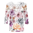 thumbnail image 4 of Pompotops T-shirt Mode Imprimé Ample Manches 3/4 Blouse Col Rond Tops Décontractés Liquidation, 4 of 4