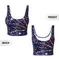thumbnail image 6 of Rateoe Red White Blue Fireworks 1 Print Womens' Sports Bras Scoop Neck Sports Vest- Padded U Back Seamless High Impact Support, 6 of 7