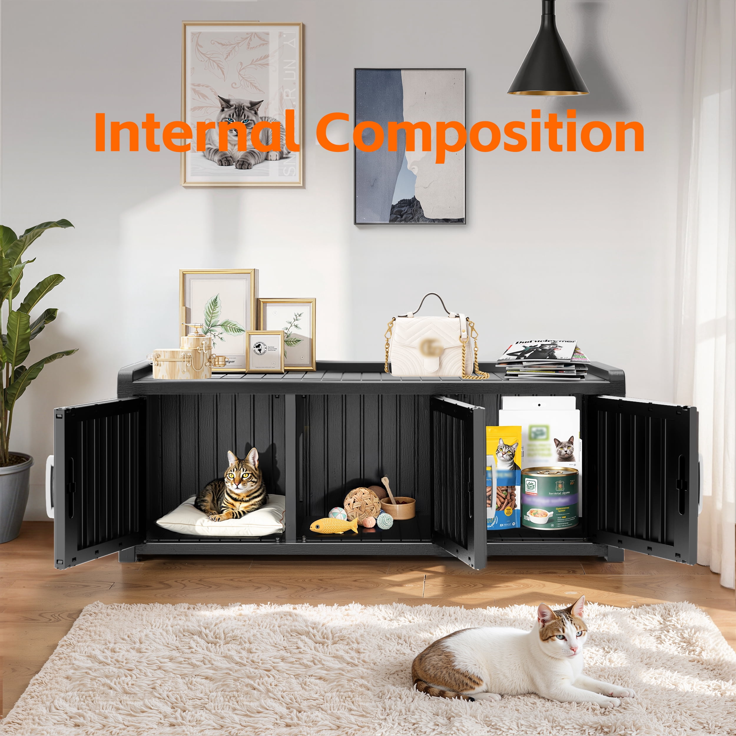 EasyUp Resin Space-Saving Hidden Cat Litter Box Enclosure for Small Spaces & Home Corners