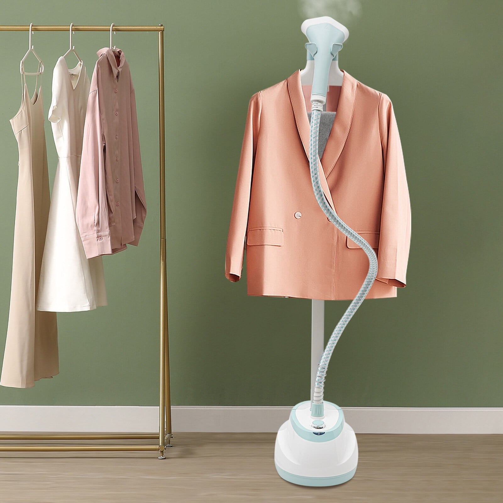 1350W Standing Steamer - Quick & Efficient Fabric Ironing Machine with Adjustable Height, 10 Steam Levels, and Safety Features