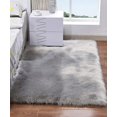 thumbnail image 1 of Square Faux Fur Fleece Fluffy Area Rugs, Washable Yoga Carpet ,Bedroom Floor Rugs, Camel - 2'x 3', Grey, 1 of 4