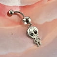 thumbnail image 6 of 1pc Piercing Jewelry Brass Cubic Zirciona Navel Ring Belly Rings with 304 Stainless Steel Bar Lead Free & Cadmium Free Skull 47mm : 25x11mm Bar: 14 Gauge(1.6mm) Bar Length: 3/8"(10mm), 6 of 8