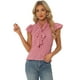 thumbnail image 1 of Camisa con lunares para mujer, blusa con cuello de lazo y manga con volantes Rosa XL, 1 of 5