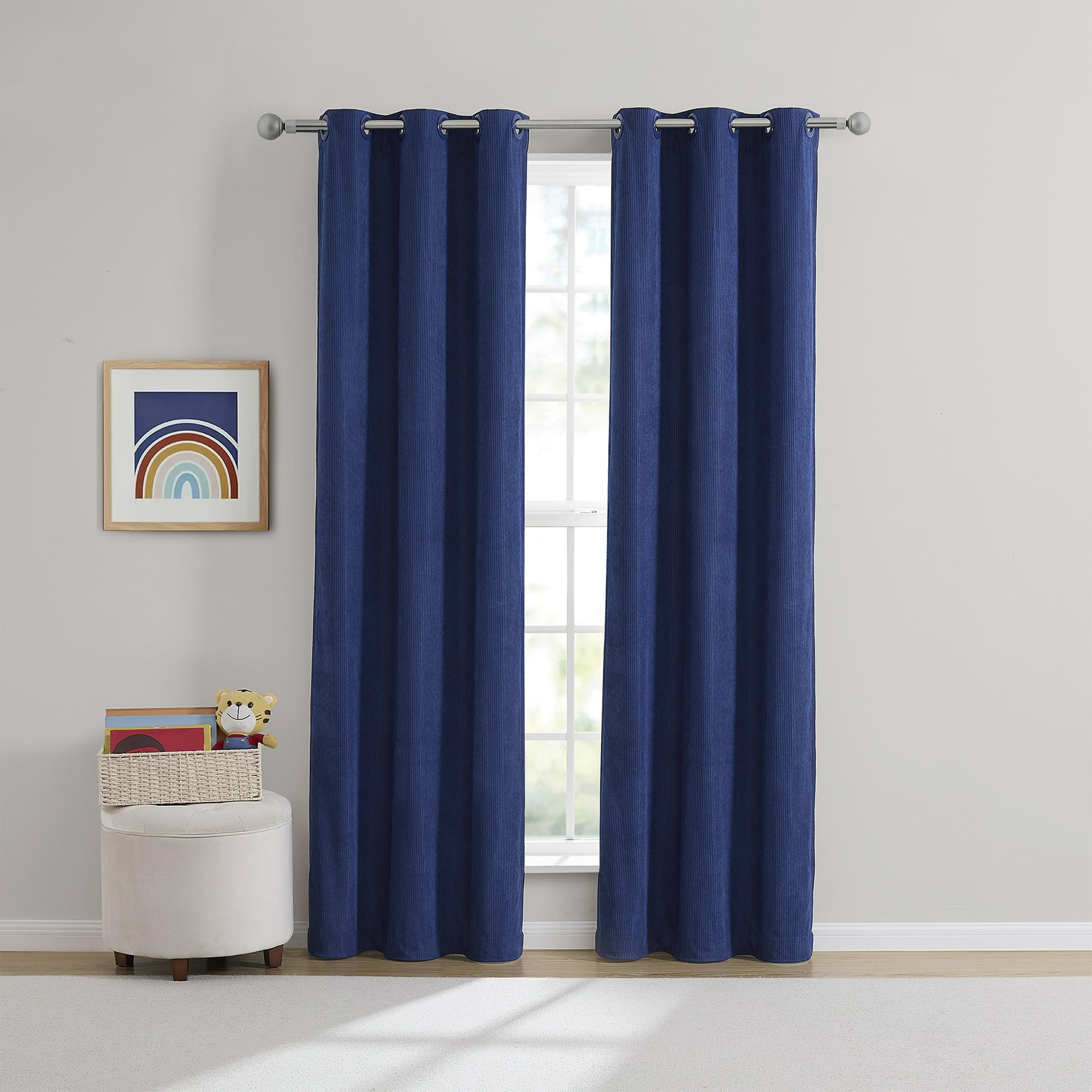 Your Zone Kids' Corduroy Blackout Curtain Panel, 1 Panel, Blue, 38 in W x 84 in L