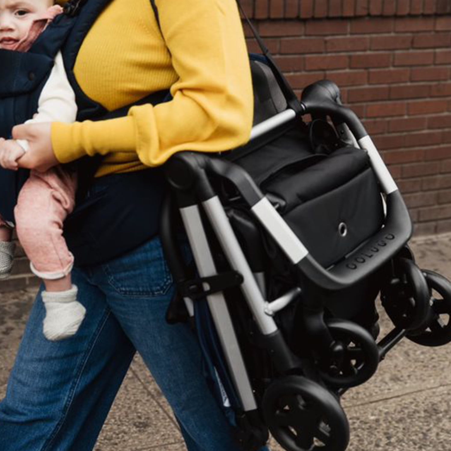 Compact Stroller And Parent Backpack Bundle, Black