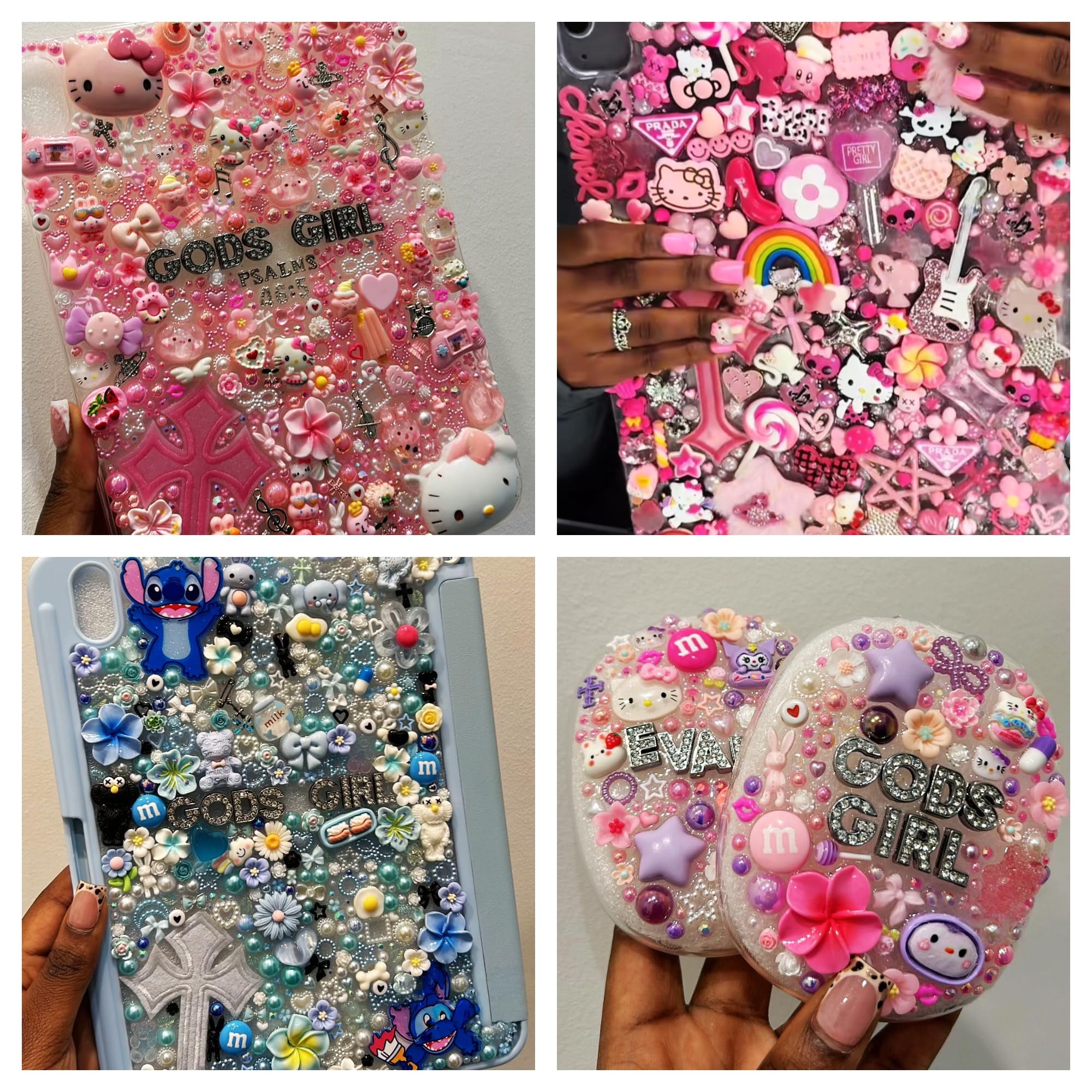 Junk Case Charms Kit,Charms for Junk AIS1&nbsp;Cases,4800pcs Junk Phone Case Charm Supplies with Nail Charm Letter Beads Slime Beads Rhinestone Gems Bedazzler Kit Y2K DIY Art Decoration Craft