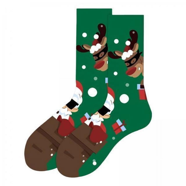 2x Bonitos calcetines navideños, calcetines de algodón transpirables, calcetines cálidos para hombres y mujeres, regalos, Festival de invierno 2 piezas