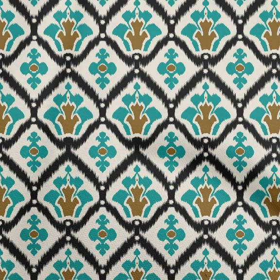 oneOone Polyester Spandex Black Fabric Asian Ikat Fabric For Sewing Printed Craft Fabric By The Yard 56 Inch Wide