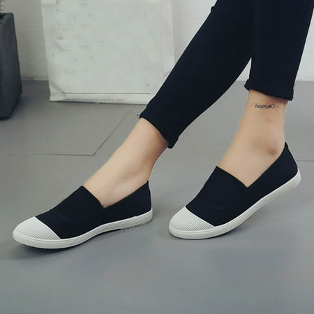 

Shoes for Women KKCXFJX Women Girls Round Toe Solid Casual Loafers Singles Doug Canvas Shoes