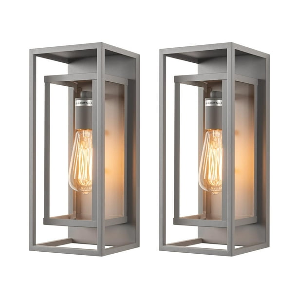 Aplique de Pared Exterior Mirrea 35x14cm Impermeable Gris Mate Paquete de 2