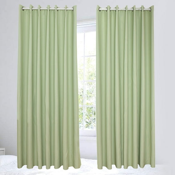 GOOHOCHY Green Decorative Blackout Curtain for Home, Sunlight Protection, 2Pcs