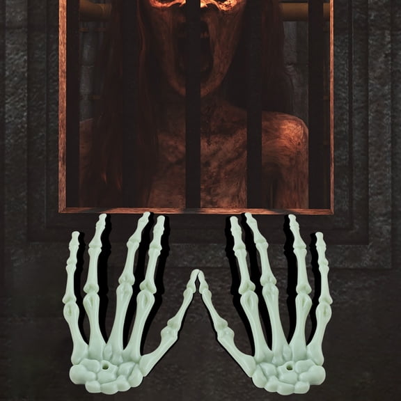 Halloween Skeleton Hand Decor - 6.3 Inch Realistic Plastic Claw with Floral Pendant for , Porch, Party Decorations - Scary Props for Halloween, Horror Nights & Gothic Themed Events