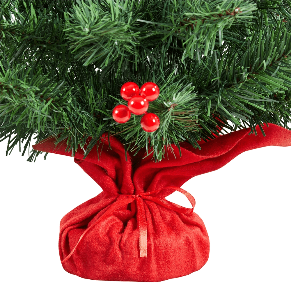 Renwick 2 ft Tabletop Christmas Tree with 35 LED Lights & Red Berries, Green