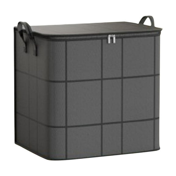 Hvmvliv Thickened Large Capacity Zippered Non-woven Home Storage Bag, Convenient Organizer for Quilts Clothing & Daily Necessities, Multi Compartment Gray