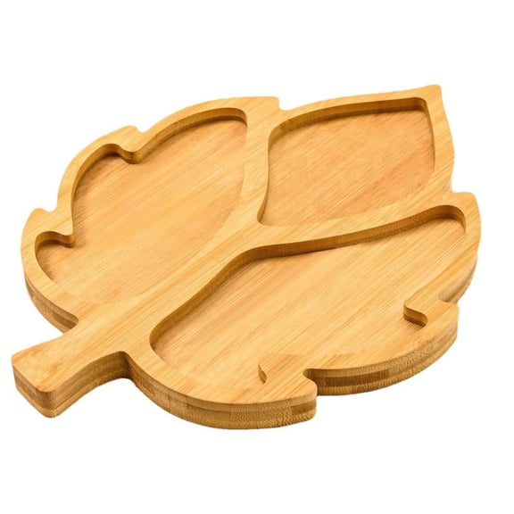 YuanGuangQ Thanksgiving Fall Serving Tray, Wooden Leaf Shaped Decorative Serving Tray, Thanksgiving Snack Fruit Dessert Platter for Tabletop Kitchen Counter Home Decor