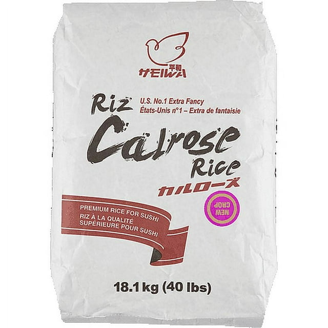 Heiwa Calrose Premium Sushi Rice, Medium Grain Sticky Rice, Professional Foodservice Bulk 18.1 kg (39.9 lbs) Bag, Ideal for Sushi, Poke Bowls, and Asian Cuisine