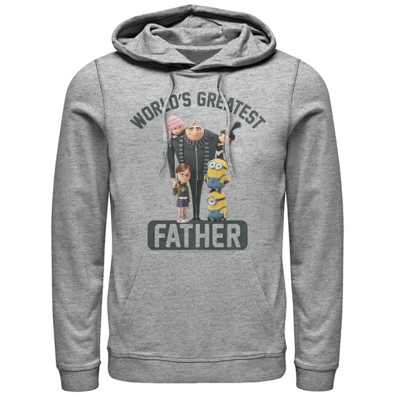 Men's Despicable Me World's Greatest Father  Pull Over Hoodie Athletic Heather 3X Large