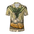 thumbnail image 2 of Daiia Vintage Garlic Bread Illustration Pattern Men’s Polo Shirts,Solid Deck Shirt,Classic Fit, Breathable Cotton Polo for Casual and Sport Wear-Large, 2 of 7