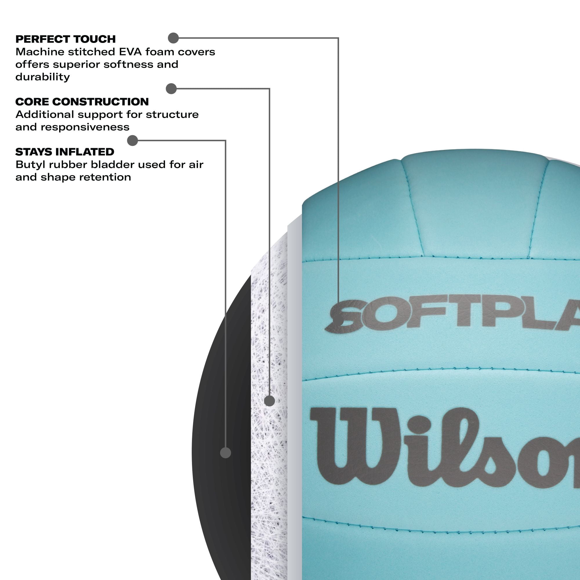 (4 pack) Wilson Softplay Recreational Volleyball - Blue, Official Size