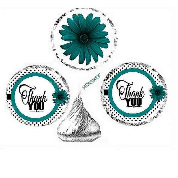 216ct Teal Thank You Party Favor Candy Decoration Stickers Labels Fits Kisses Chocolates Party Favors Envelope