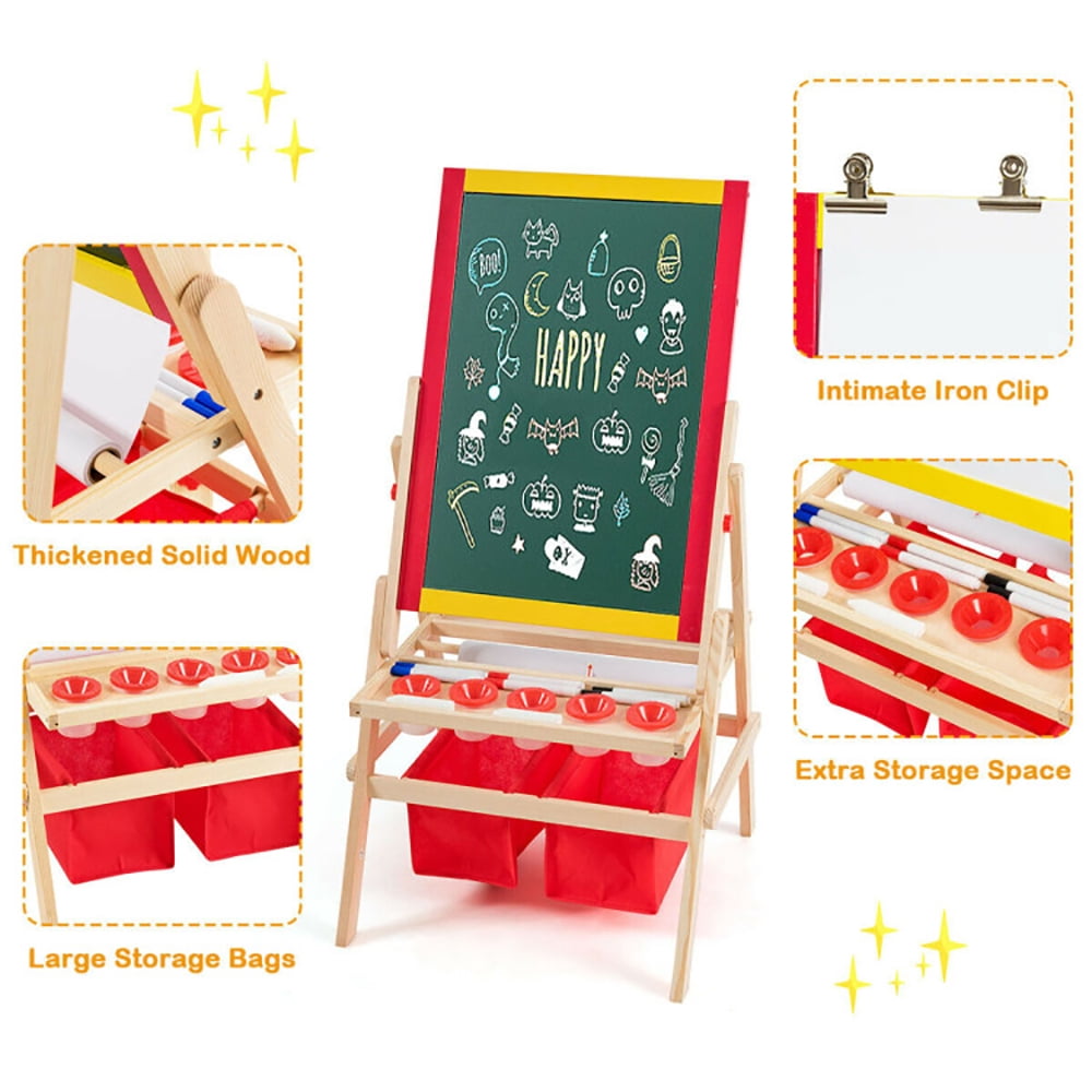 CIPACHO Flip-Over Double-Sided Kids Art Easel, Toddler Art Easel for Kids Ages 3-8, Educational Toys Gifts for Boys Girls