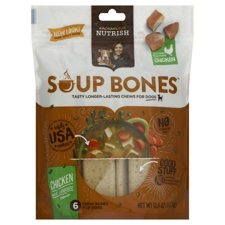 - Rachael Ray Nutrish Soup Bones Dog Treats, Chicken & Veggies Flavor, 6 count