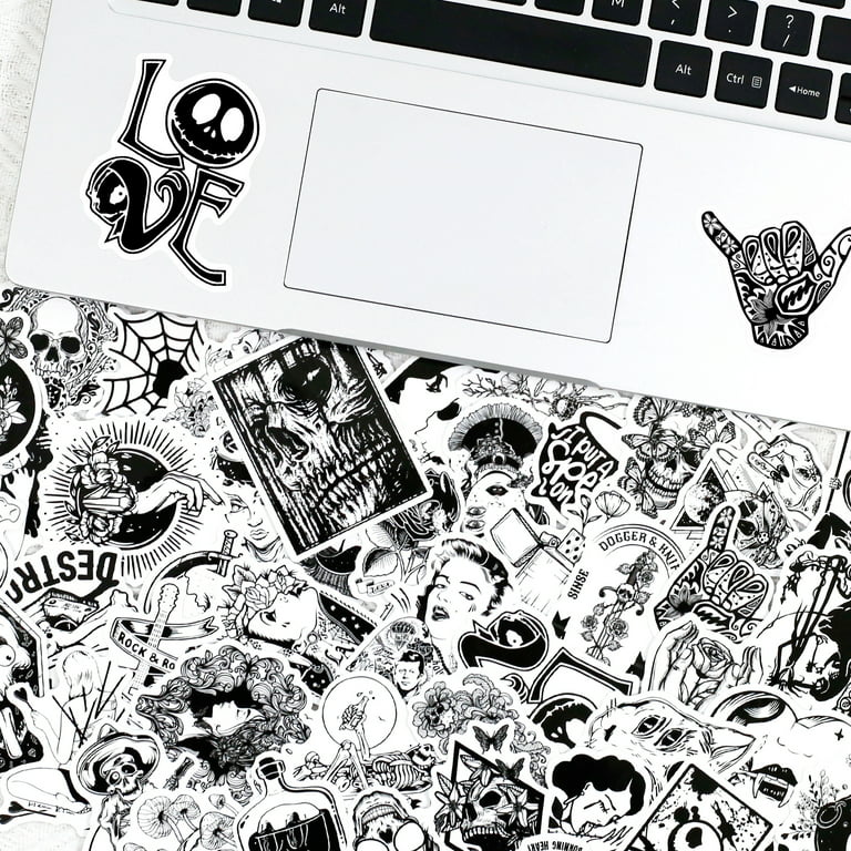 50 Gothic Stickers Black and White Graffiti Spoof Sticker Camera